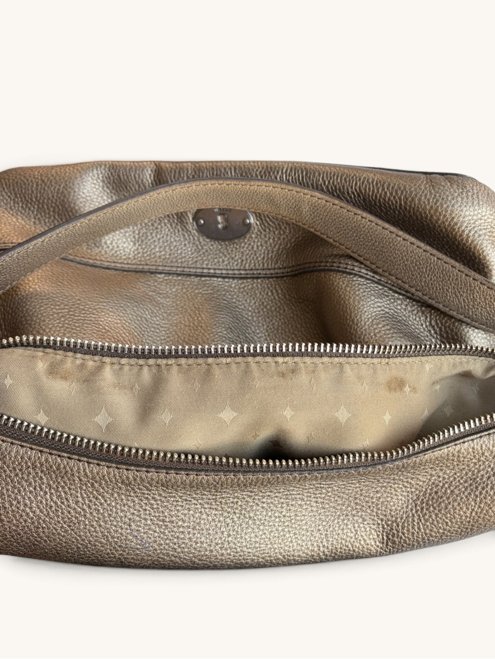 Fossil Metallic Bronze Gold Pebbled Leather Shoulder Hobo - Picture 15 of 15